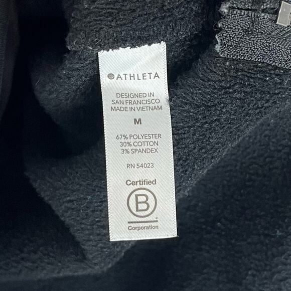 Athleta Womens Cozy Karma Pullover Sweatshirt Funnel Neck Side Zip Black Medium - Picture 9 of 9